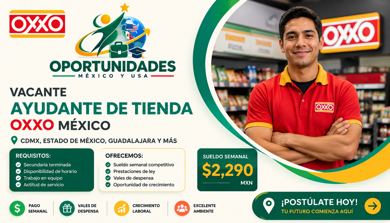 Vacante Ayudante de Tienda OXXO México
