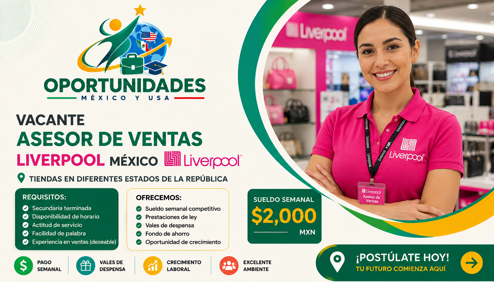Vacante Asesor de Ventas Liverpool México