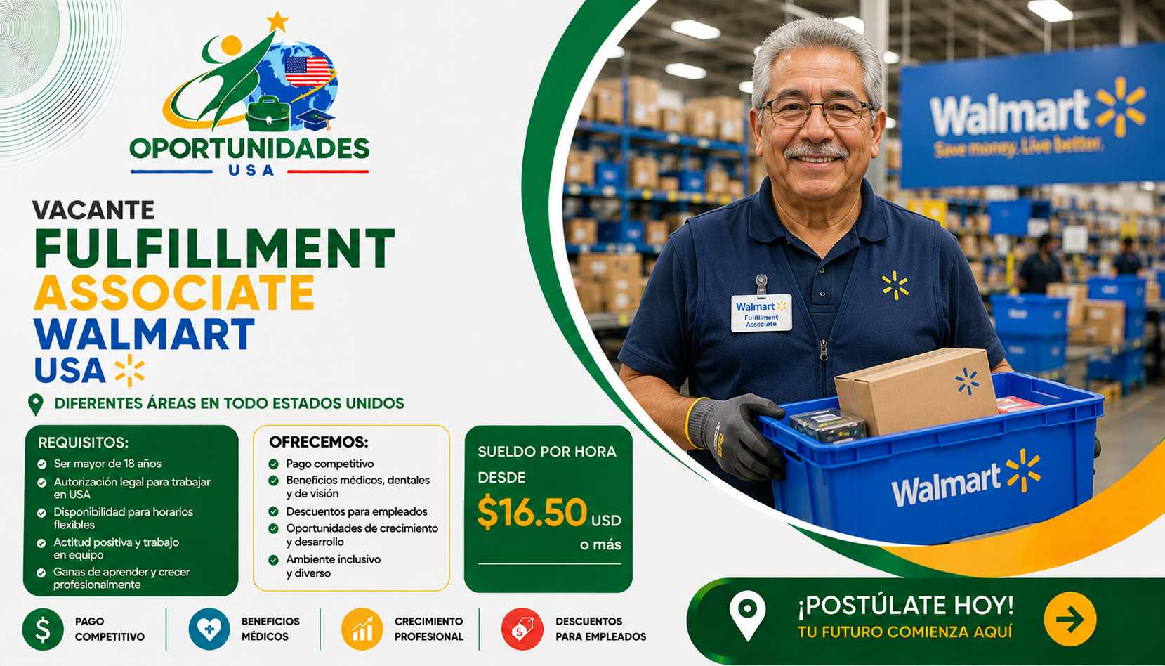 Vacante Fulfillment Associate Walmart USA